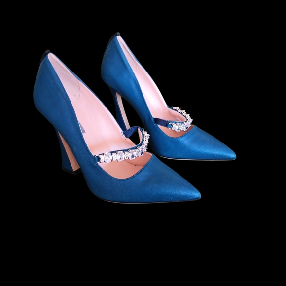 SJP by Sarah Jessica Parker Shoes - SJP by Sarah Jessica Parker Blue Heels with Rhinestone Accent